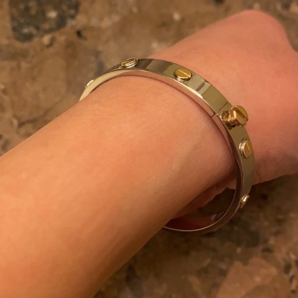 18K White gold and Yellow gold bangle bracelet - Picture 9 of 10